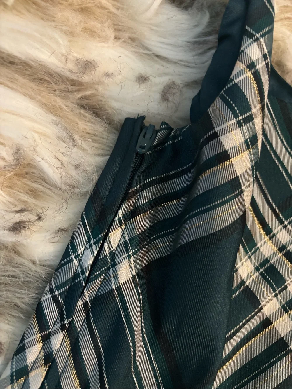 Girls Green Plaid Bow-Accent Party Holiday Dress